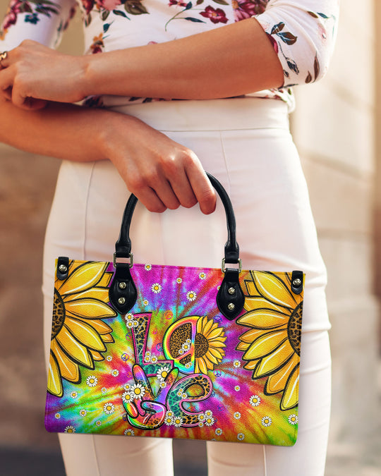 hippieartzone Bag - HIPPIE LOVE TIE DYE LEATHER HANDBAG