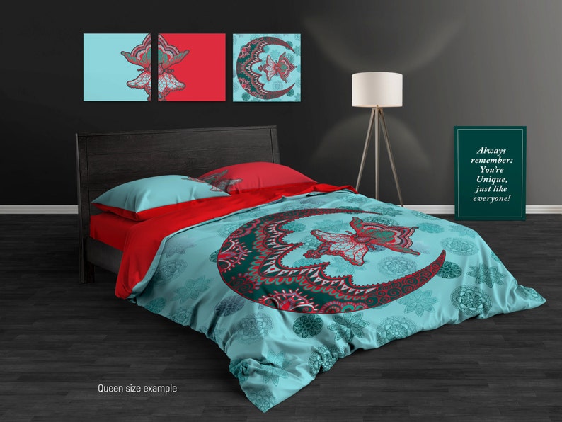 Hippie Art Zone - Sacred Moon Mandala Duvet Cover, Hippie Bedding, Bedding Set For Hippies