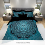 Hippie Art Zone - Teal Mandala Bedding Set For Hippies