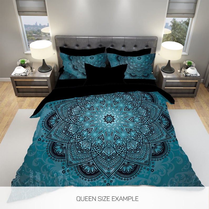 Hippie Art Zone - Teal Mandala Bedding Set For Hippies