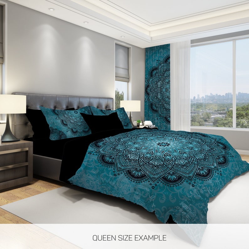 Hippie Art Zone - Teal Mandala Bedding Set For Hippies