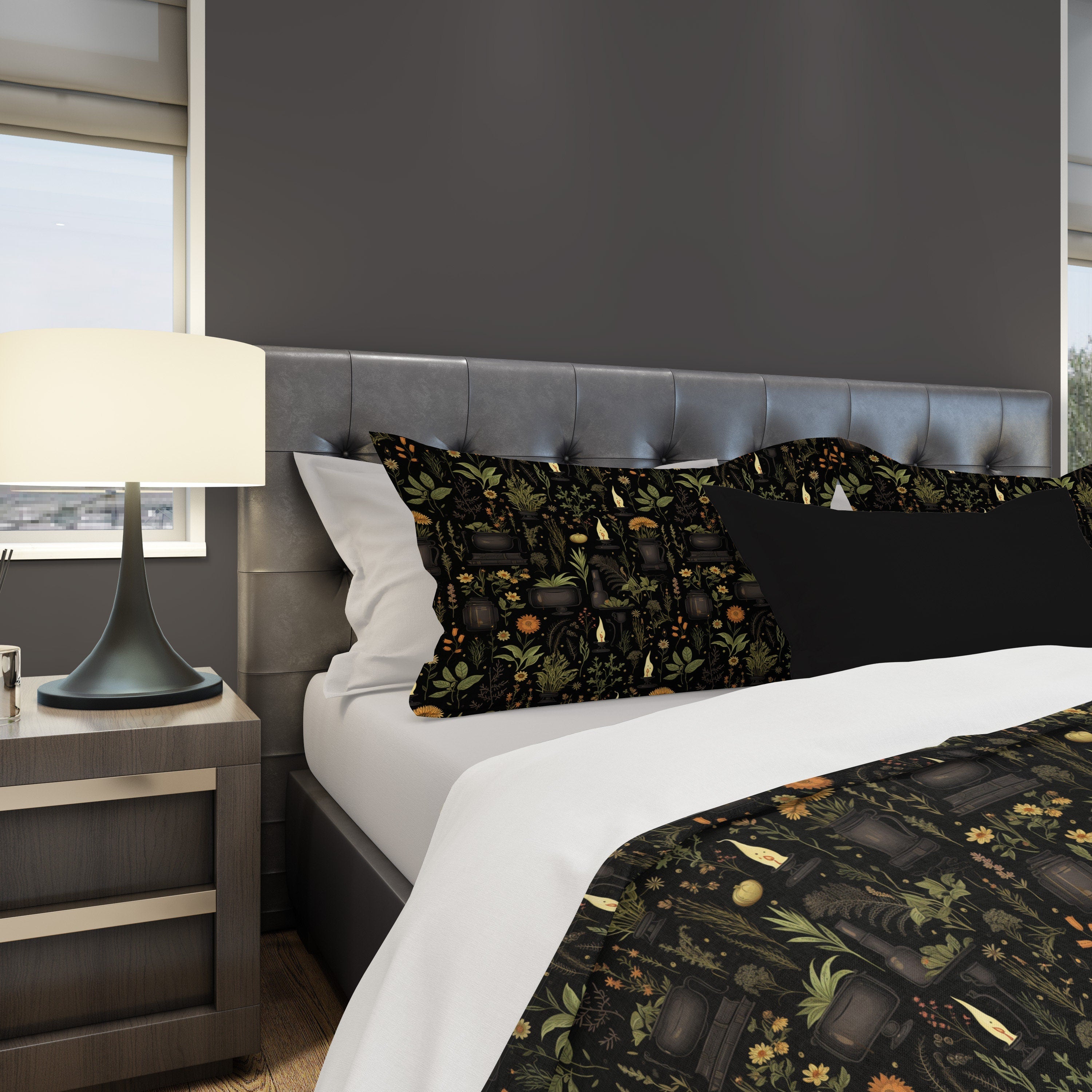 Hippie Art Zone - The Spells of Herbs, Witchy Forest Bedding Set For Hippies
