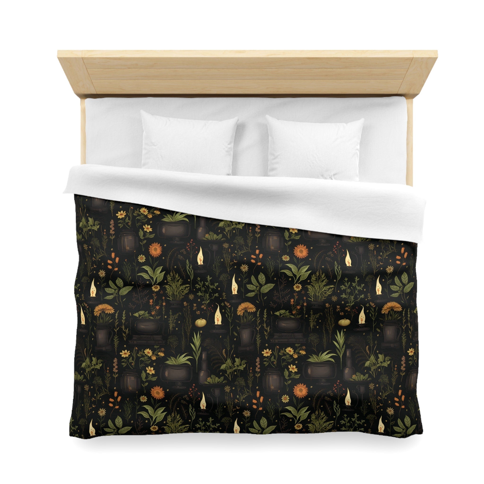 Hippie Art Zone - The Spells of Herbs, Witchy Forest Bedding Set For Hippies
