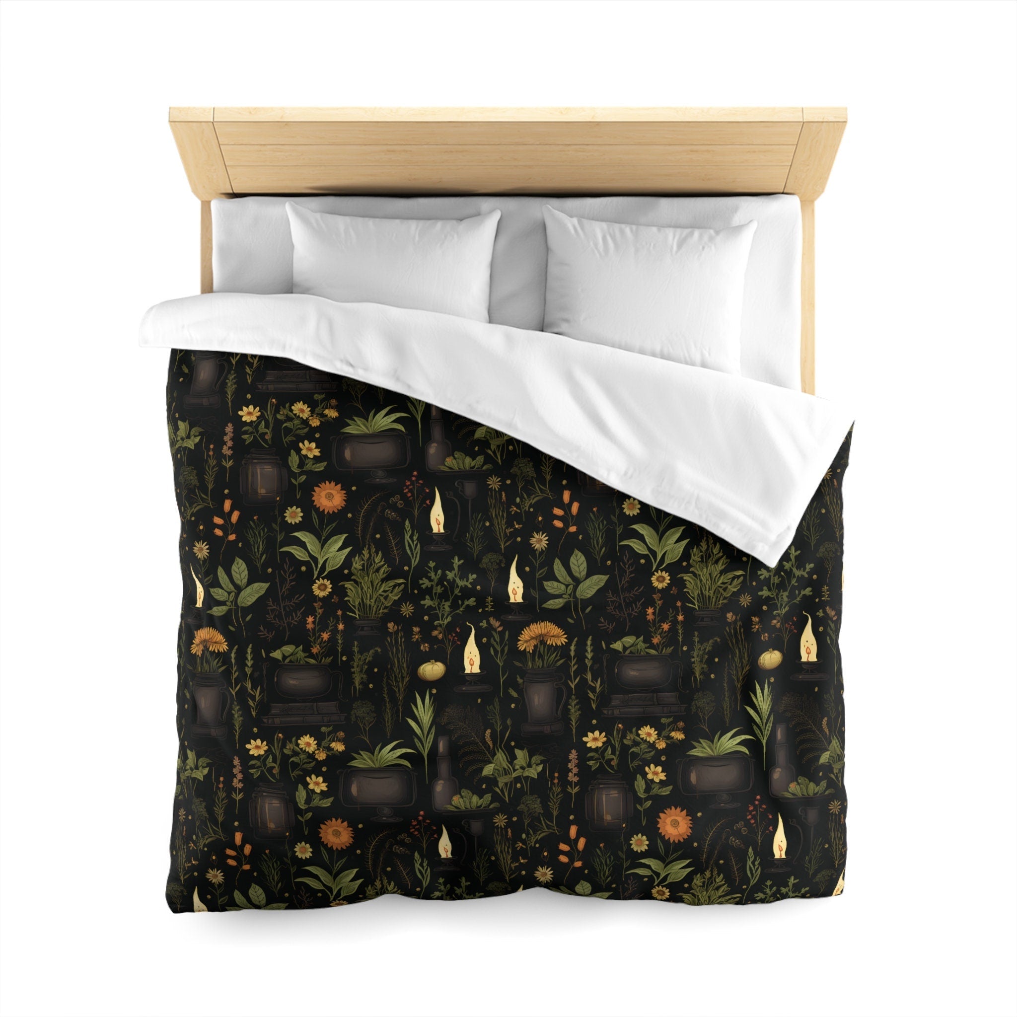 Hippie Art Zone - The Spells of Herbs, Witchy Forest Bedding Set For Hippies