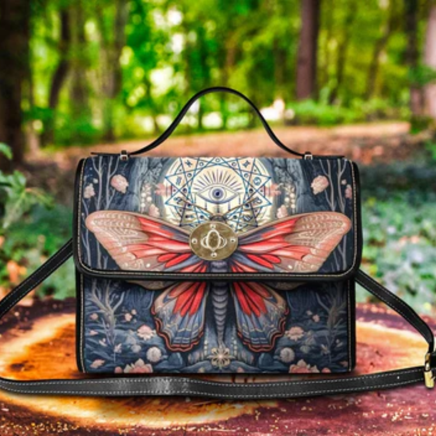 Cottagecore Witch Moth Satchel Bag For Boho Hippie