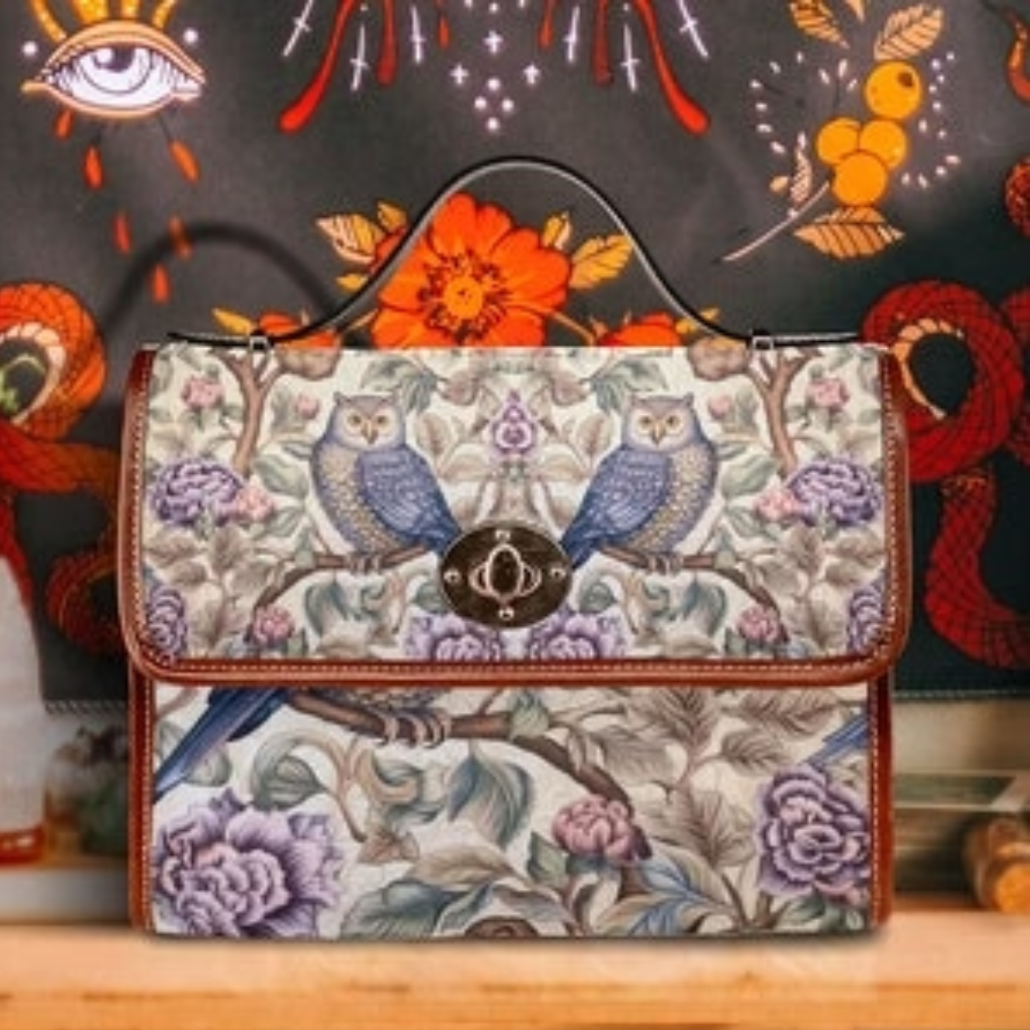 Cottagecore Retro Owl Witchy Satchel Bag For Boho Hippie