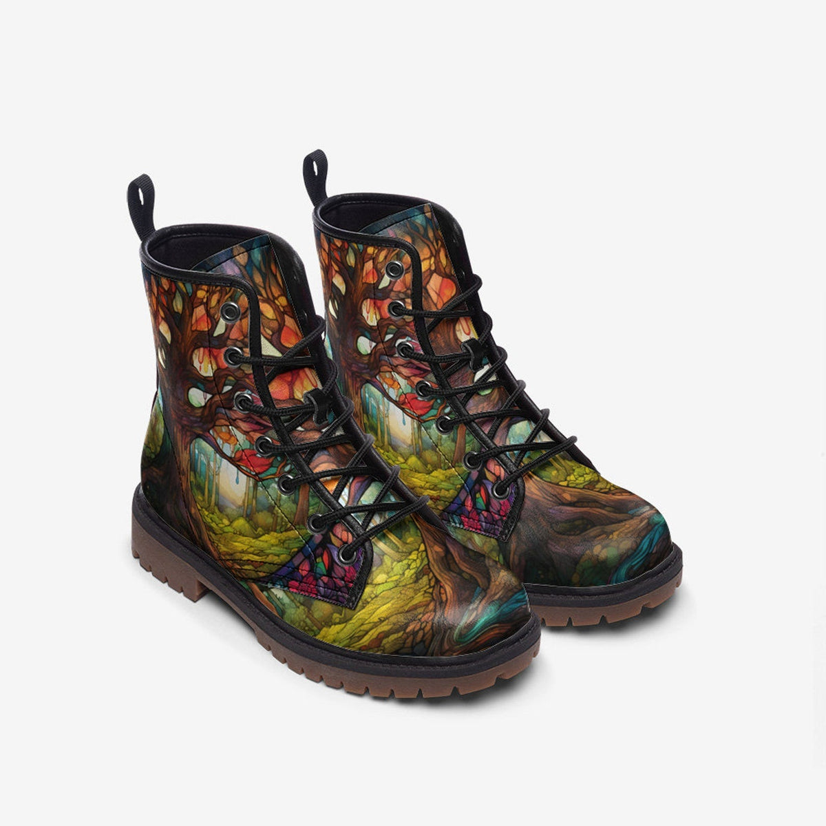 Hippie Art Zone - Tree of Life Casual Leather Lightweight Boots | Unique Boots For Hippies