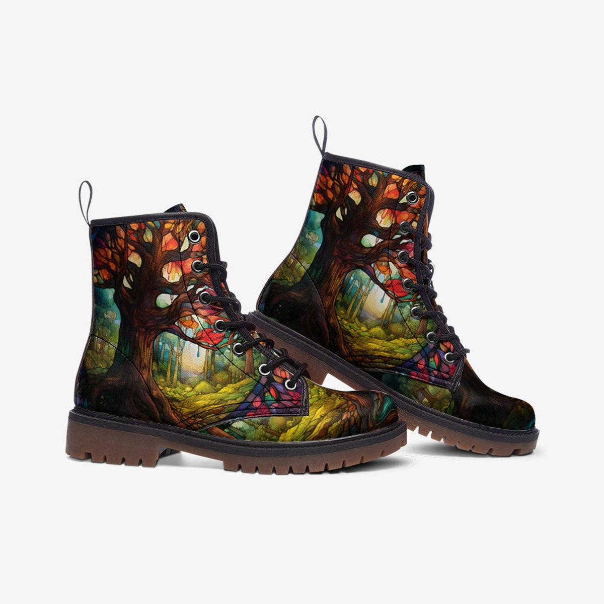 Hippie Art Zone - Tree of Life Casual Leather Lightweight Boots | Unique Boots For Hippies