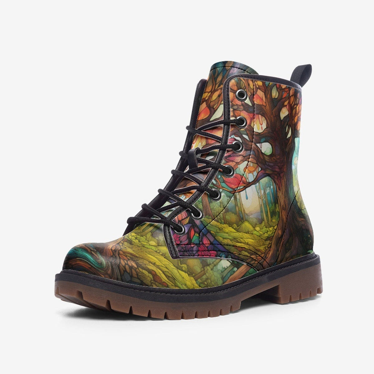 Hippie Art Zone - Tree of Life Casual Leather Lightweight Boots | Unique Boots For Hippies