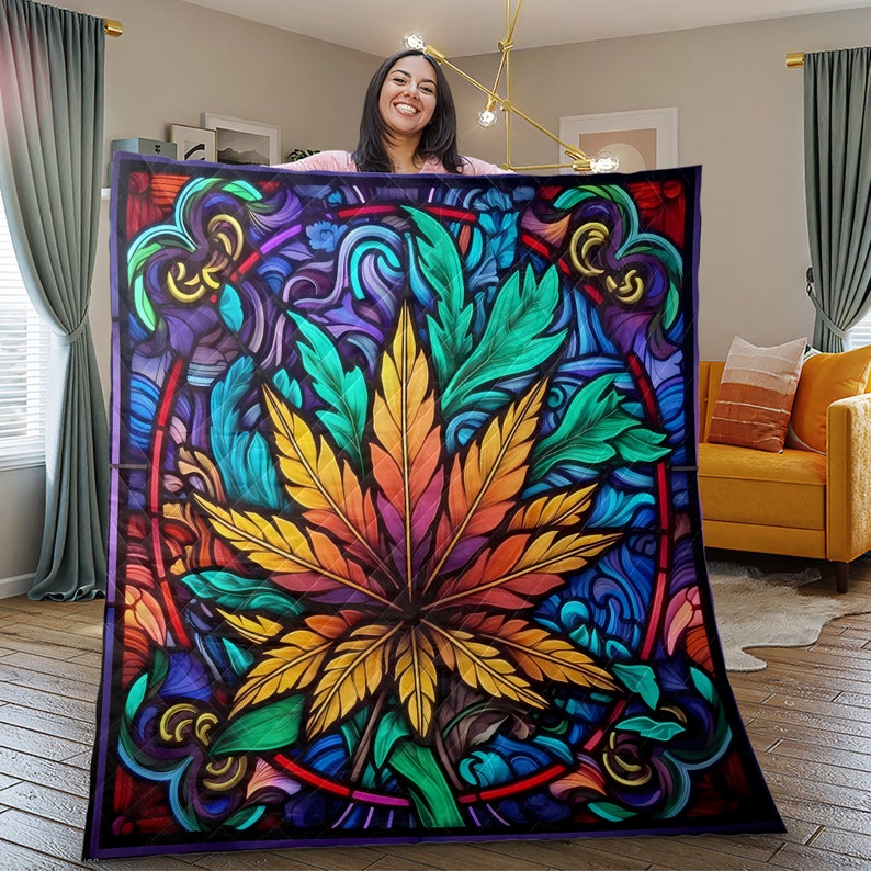 Hippie Art Zone - Vintage Cannabis Weed Hippie Style Christmas Quilt Bedding Set