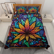 Hippie Art Zone - Vintage Cannabis Weed Hippie Style Christmas Quilt Bedding Set