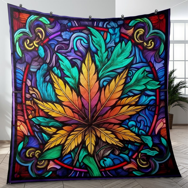 Hippie Art Zone - Vintage Cannabis Weed Hippie Style Christmas Quilt Bedding Set