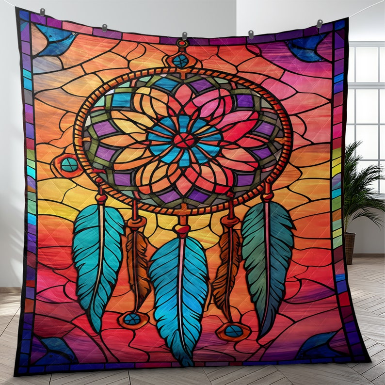 Hippie Art Zone - Vintage Dreamcatcher Christmas Quilt Bedding Set For Hippies