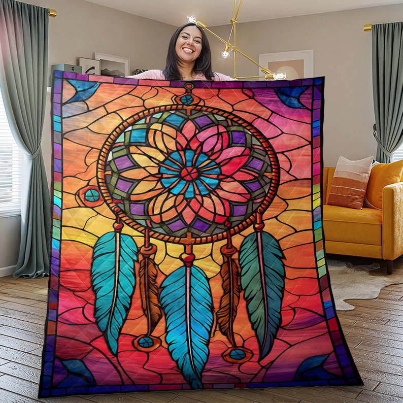 Hippie Art Zone - Vintage Dreamcatcher Christmas Quilt Bedding Set For Hippies