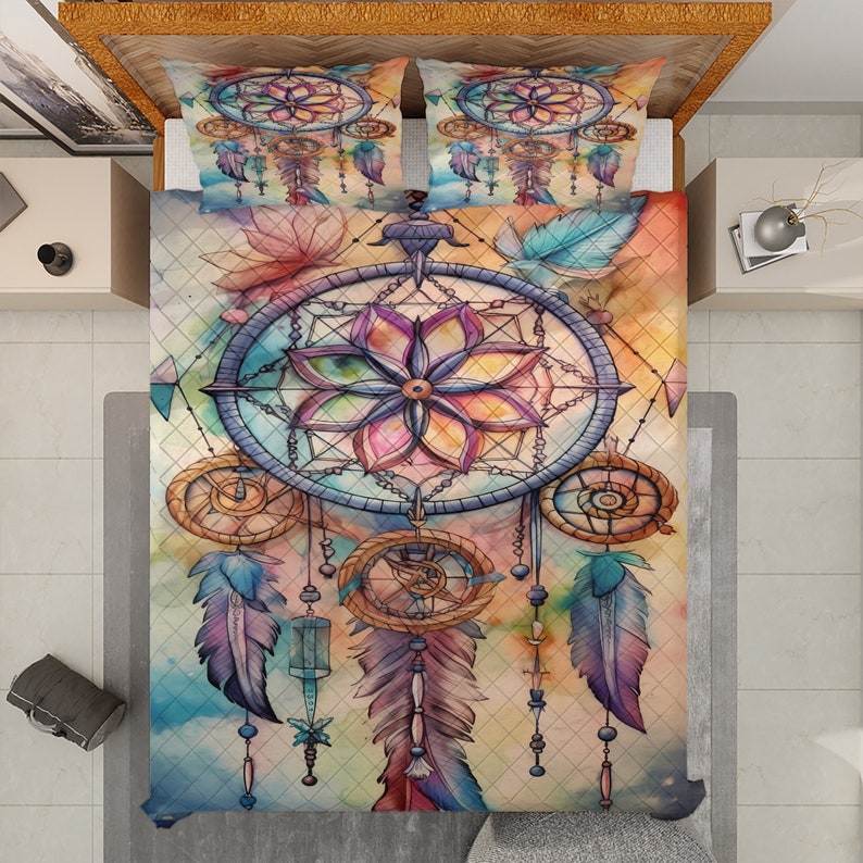 Hippie Art Zone - Vintage Dreamcatcher Holiday Quilt Set For Hippies