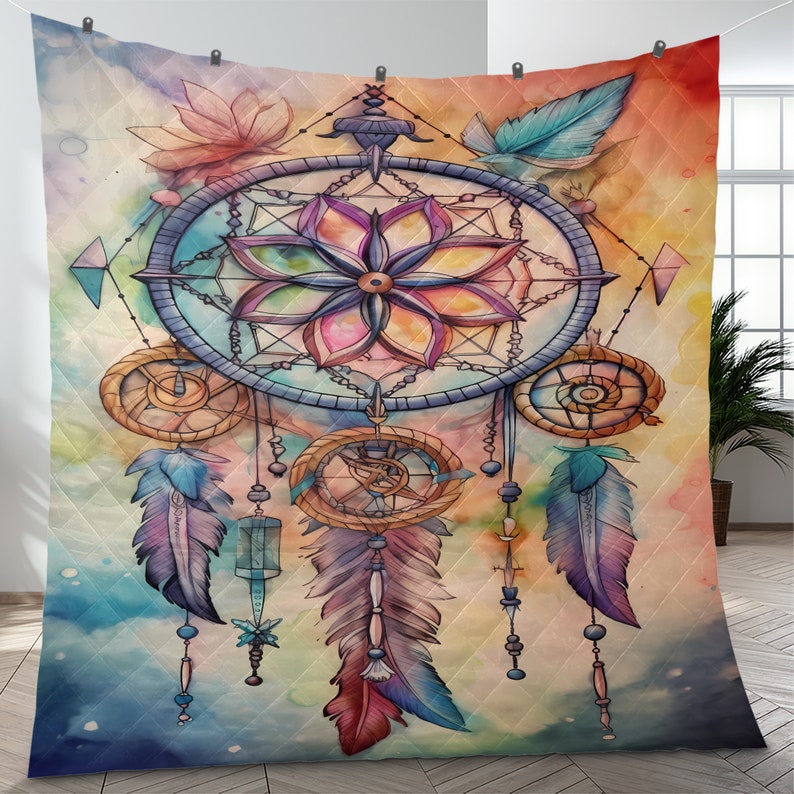 Hippie Art Zone - Vintage Dreamcatcher Holiday Quilt Set For Hippies