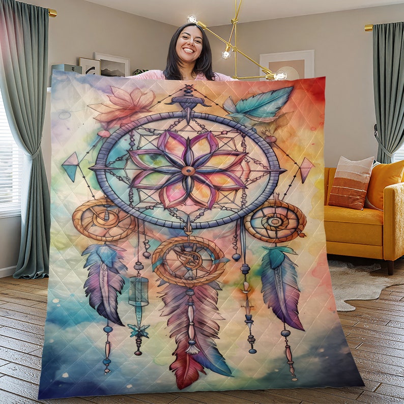 Hippie Art Zone - Vintage Dreamcatcher Holiday Quilt Set For Hippies