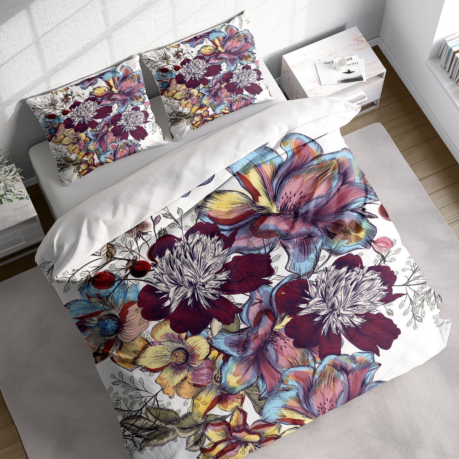 Vintage Flower Botanical 3 Pcs Beddings For Hippies