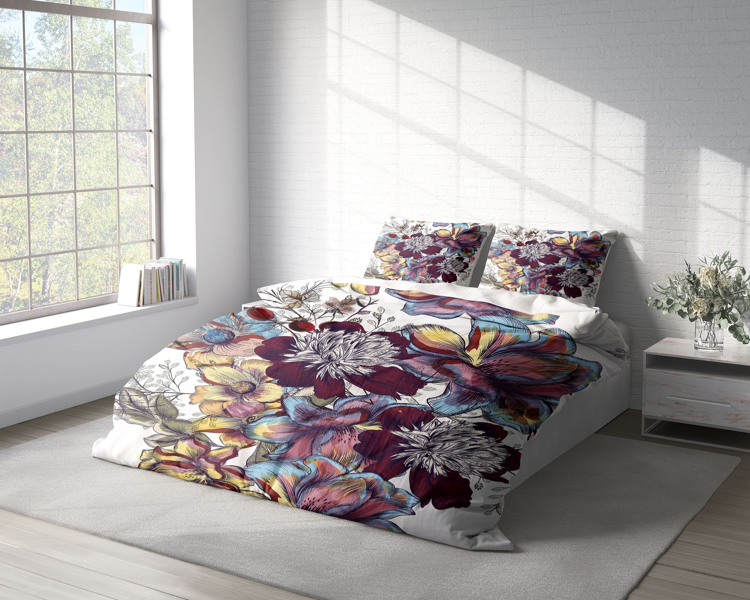 Vintage Flower Botanical 3 Pcs Beddings For Hippies