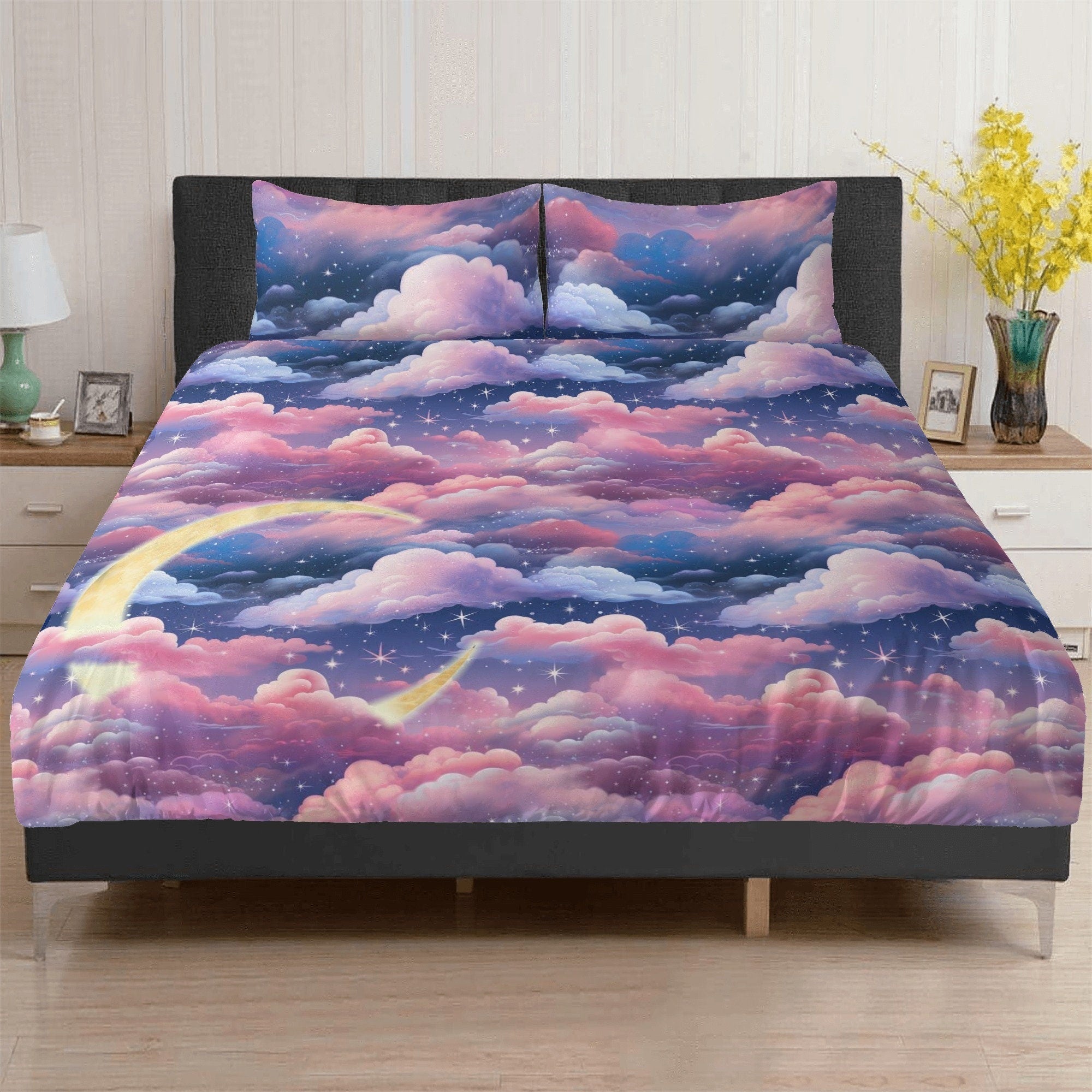 Whimsigoth Fantasy Pink Cloud 3 Pcs Beddings For Hippies
