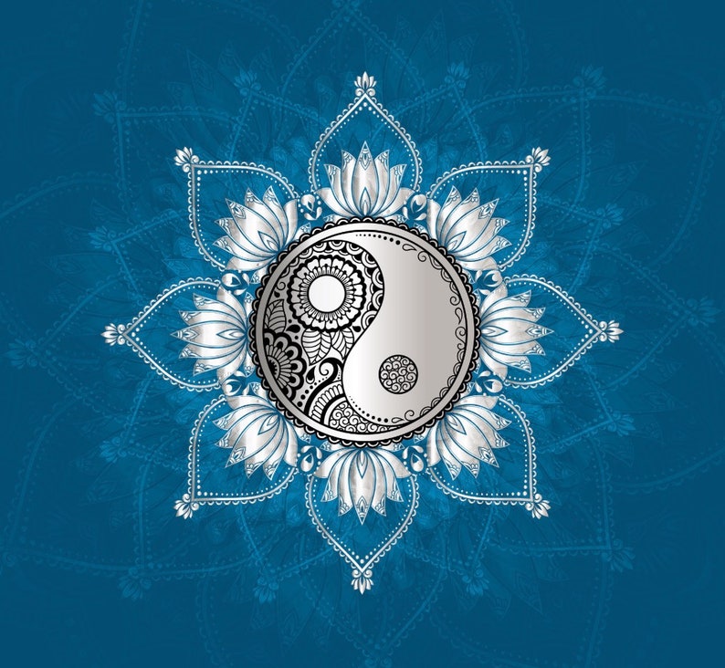 Hippie Art Zone - Yin Yang And Lotus Bedding Set For Hippies