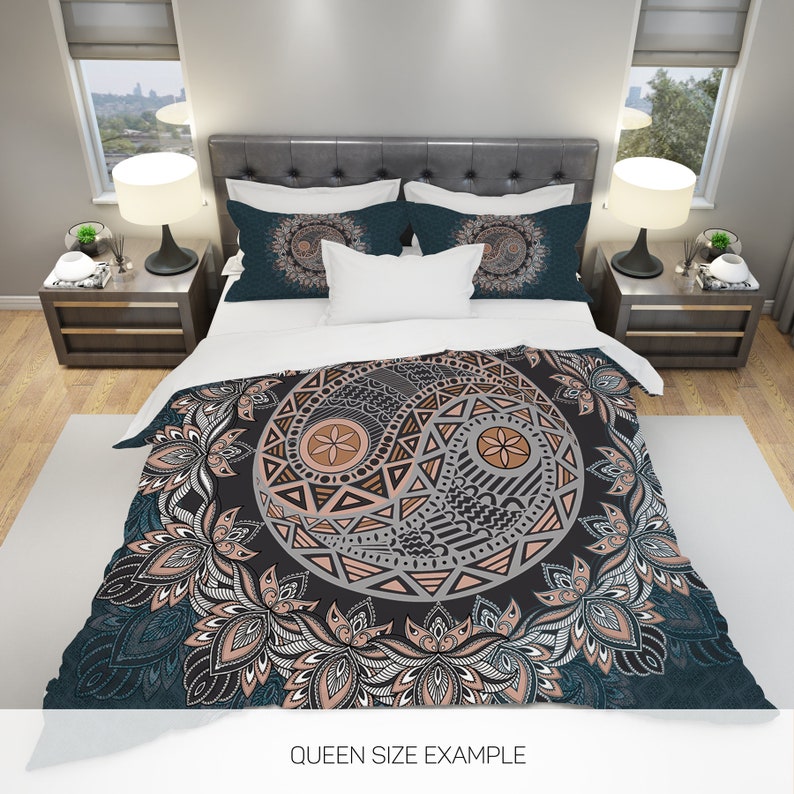 Hippie Art Zone - Ying Yang Bohemian Bedding Set For Hippies