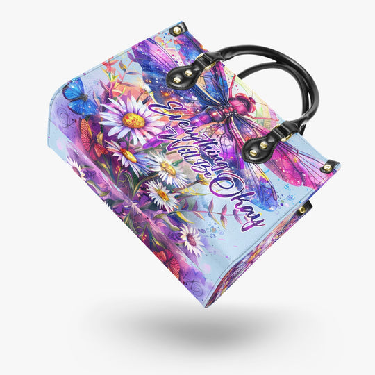 hippieartzone Bag - EVERYTHING WILL BE OKAY DRAGONFLY LEATHER HANDBAG