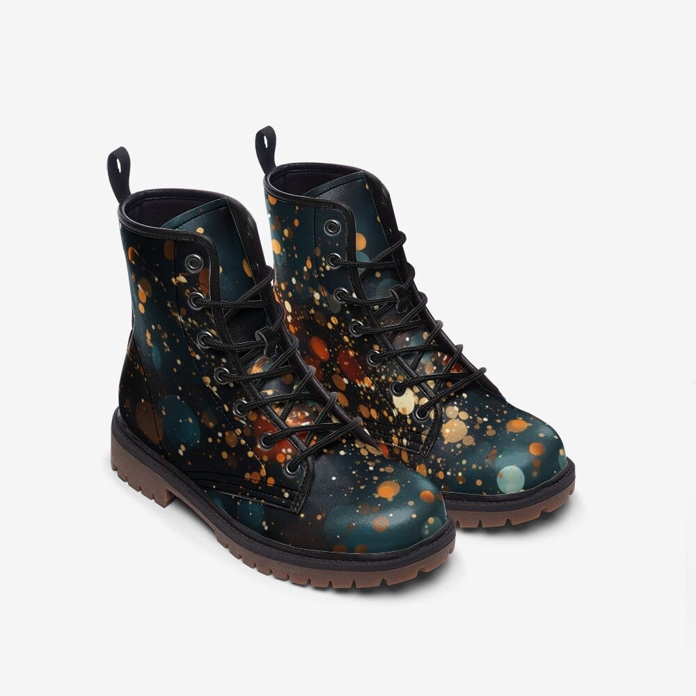 Hippie Art Zone - Abstract Winter Starburst Glitter Vegan Leather Festival Boots