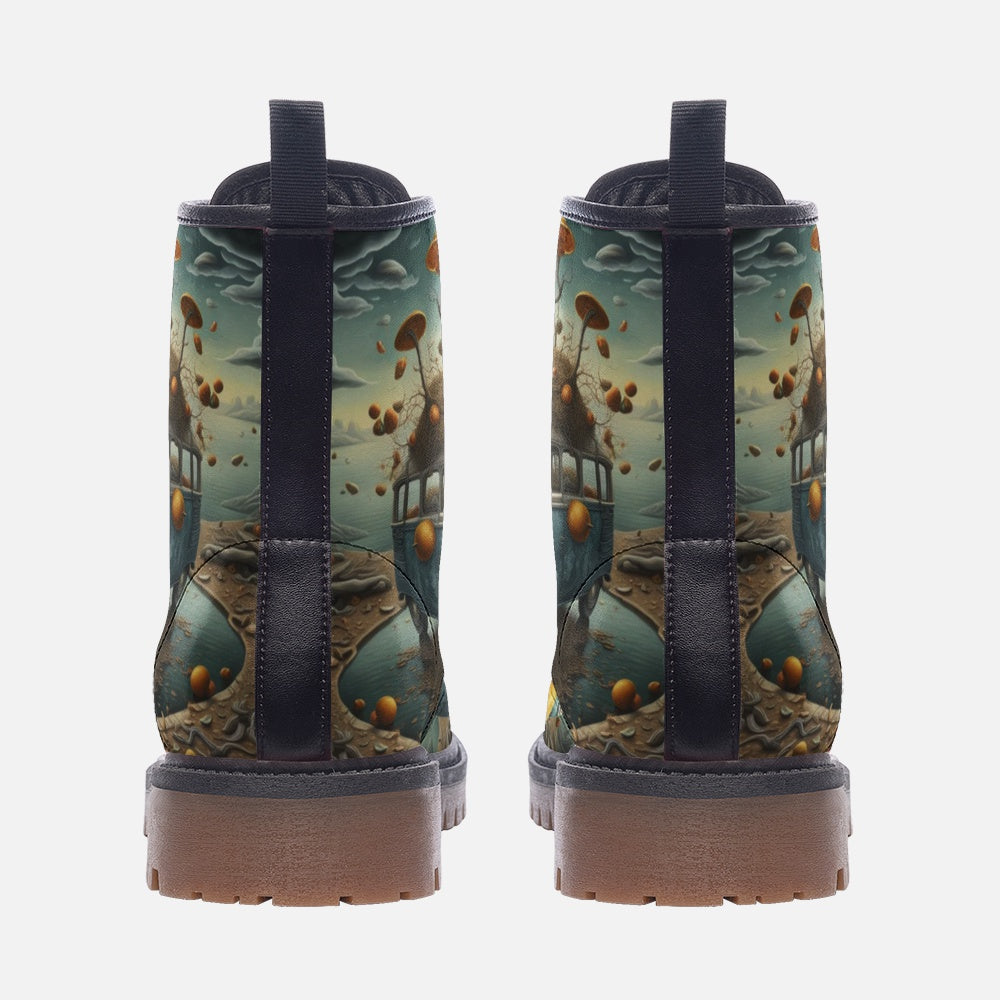 Hippie Art Zone - Road Trippin&#39; with Hippie Van Casual Leather Lightweight Boots for Adventurous Souls