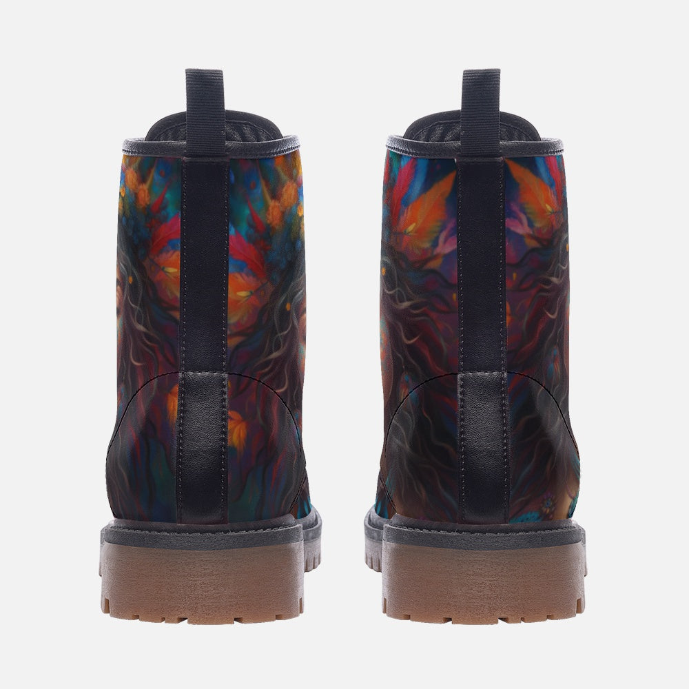 Hippie Art Zone - Boho Woman Portrait Casual Leather Lightweight Boots For Hippies