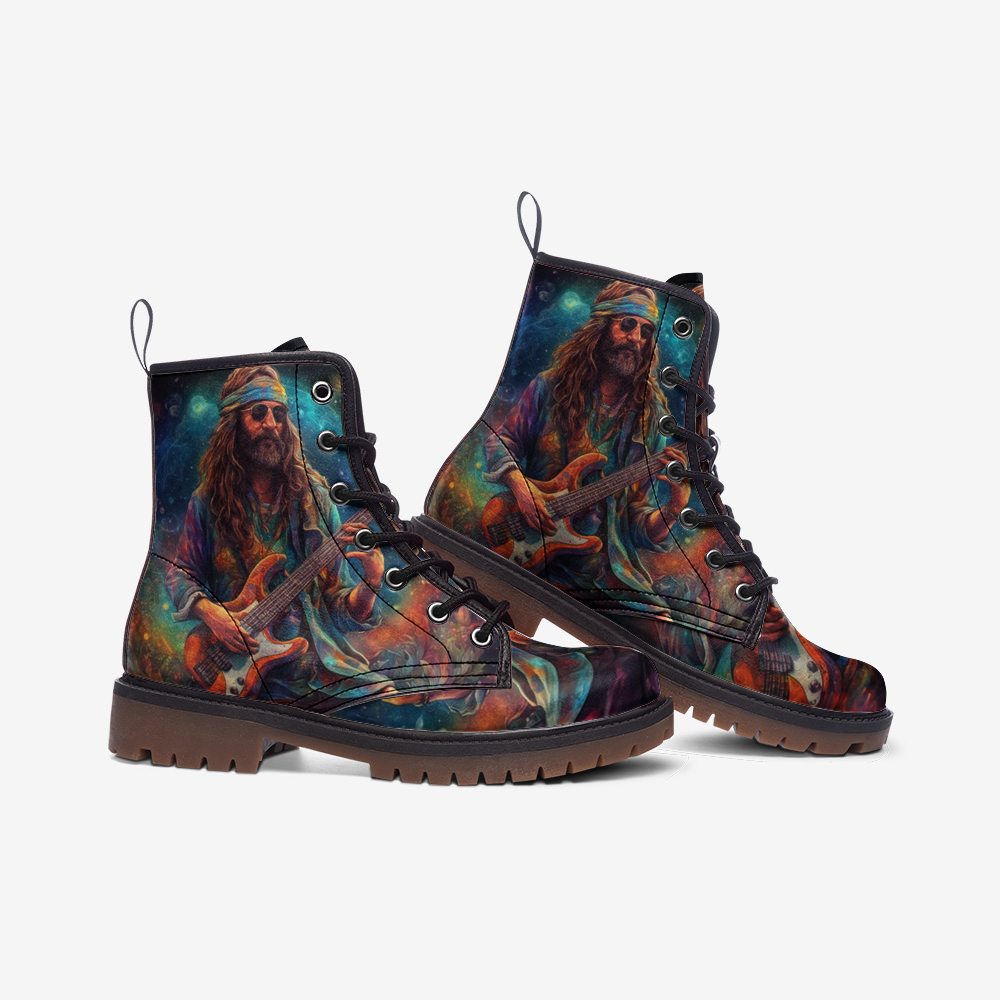 Hippie Art Zone - Hippie Guitarist Casual Leather Lightweight Boots For Hippies