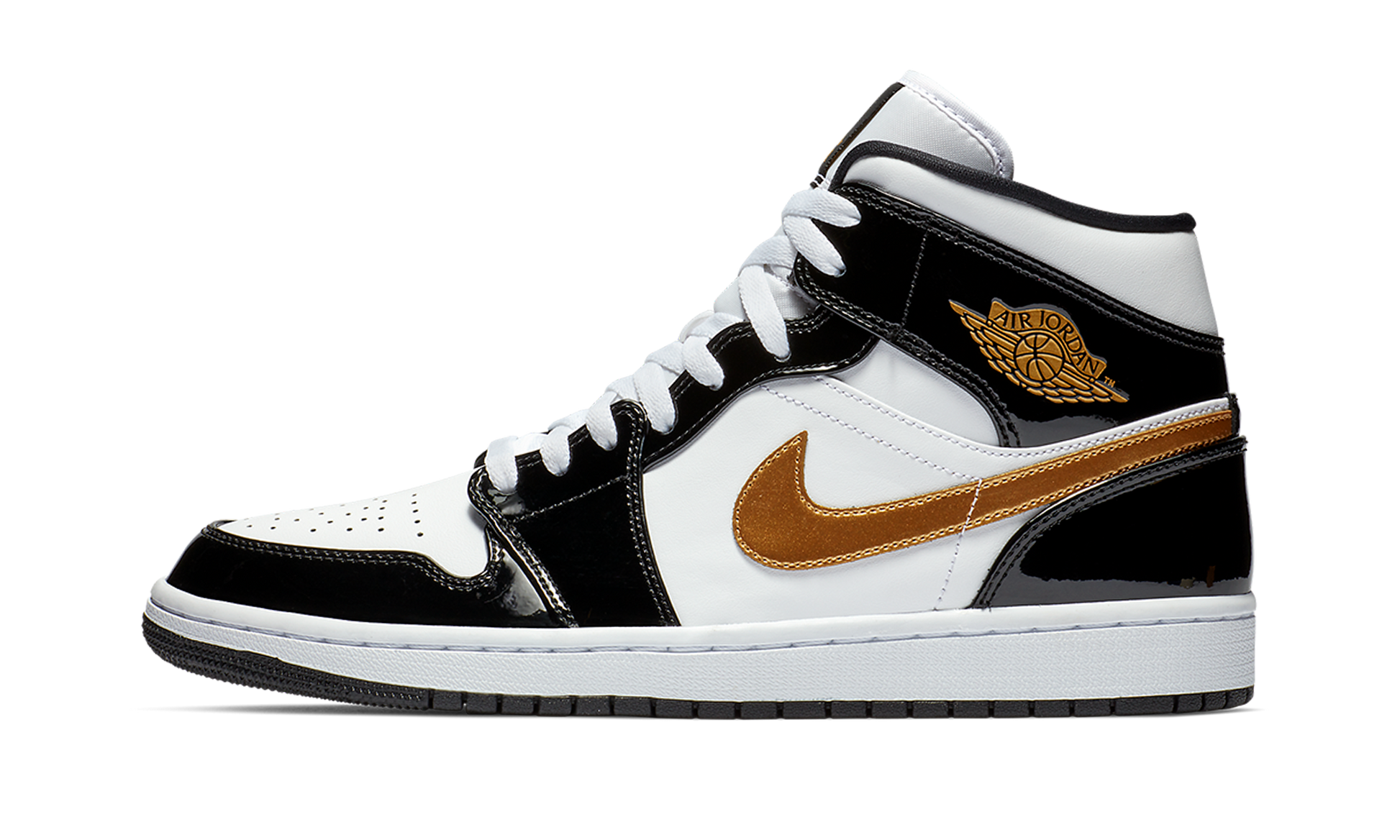 Air Jordan 1 Mid Se "black Gold Patent Leather" - 1