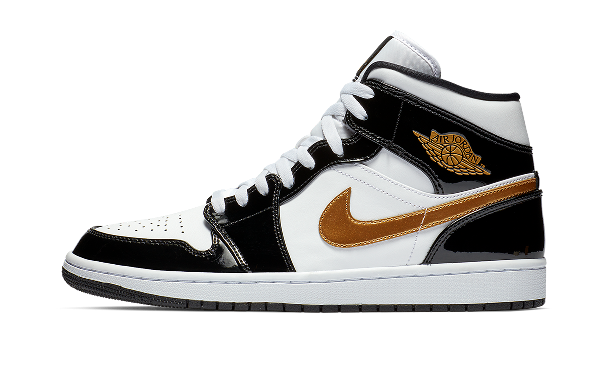 Air Jordan 1 Mid Se "black Gold Patent Leather" - 1