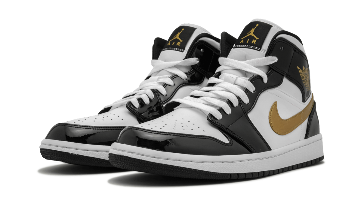 Air Jordan 1 Mid Se "black Gold Patent Leather" - 2