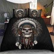 hippieartzone - Native American Skull Bedding Set