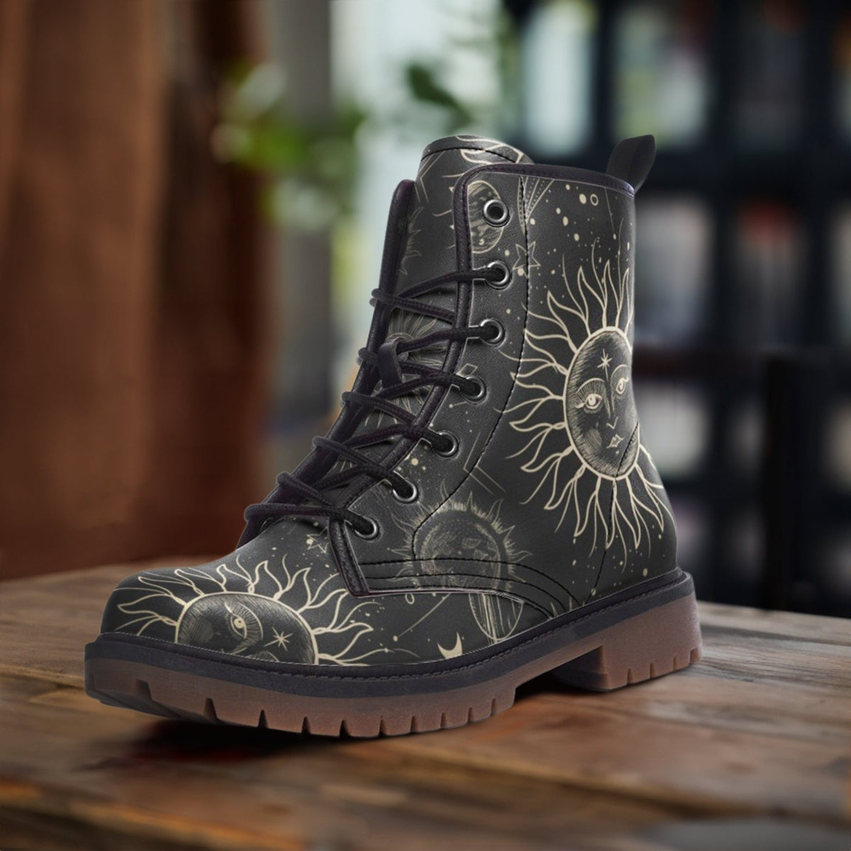 Hippie Art Zone - Celestial Boots, Sun Boots, Star Boots, Casual Vegan Leather Lightweight Boots