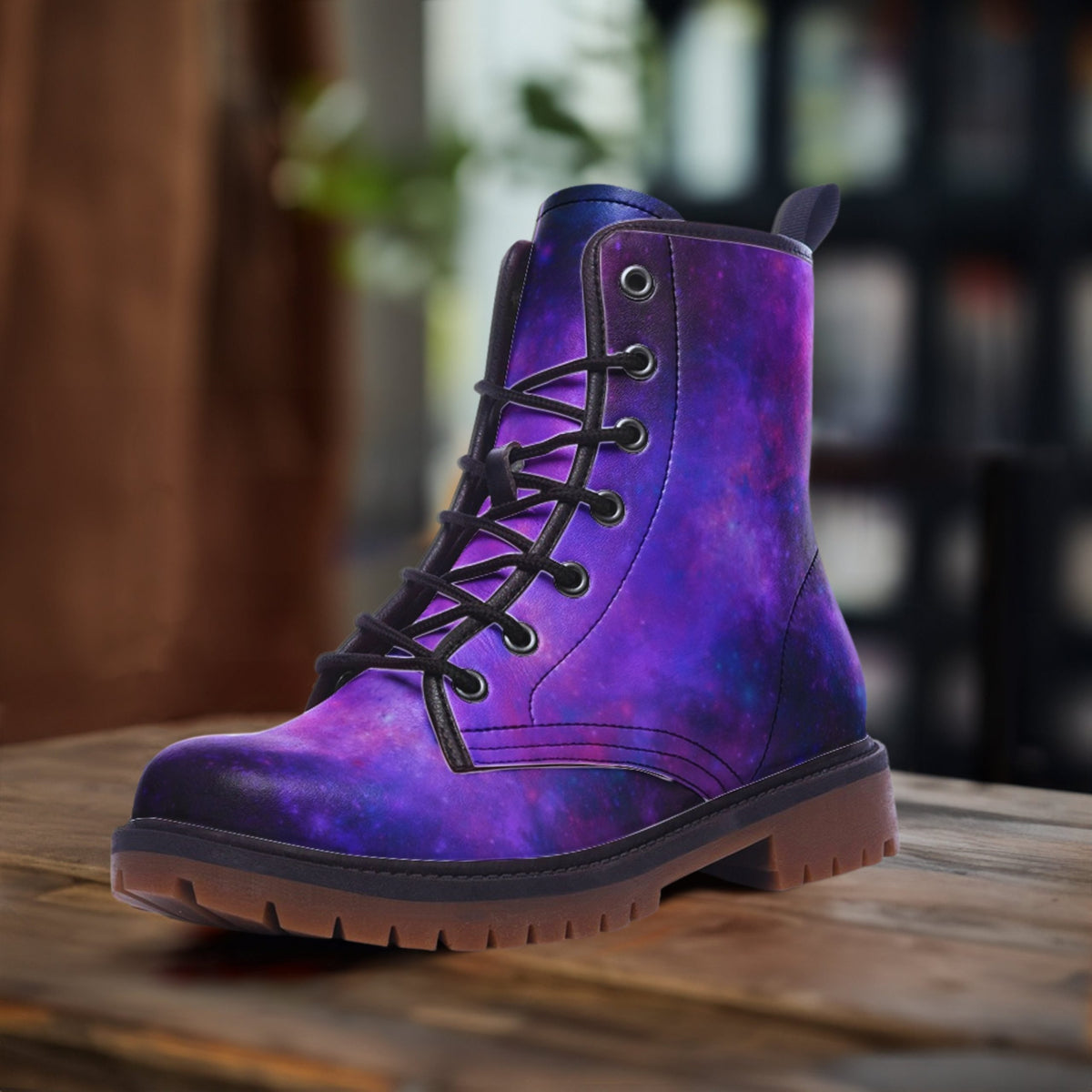 Hippie Art Zone - Witch Purple Boots, Casual Vegan Leather Lightweight Boots