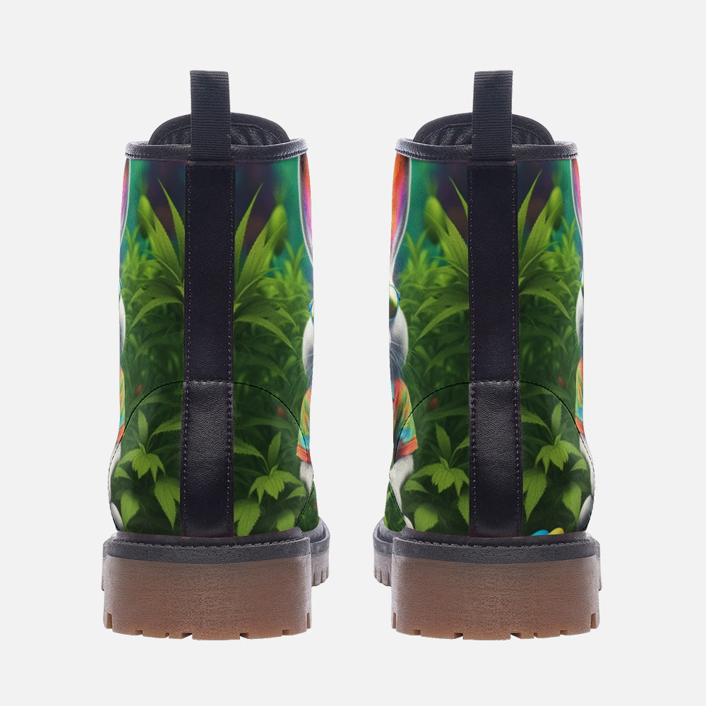 Hippie Art Zone - Cool Bunny In Sunglasses Casual Leather Lightweight Boots For Hippies