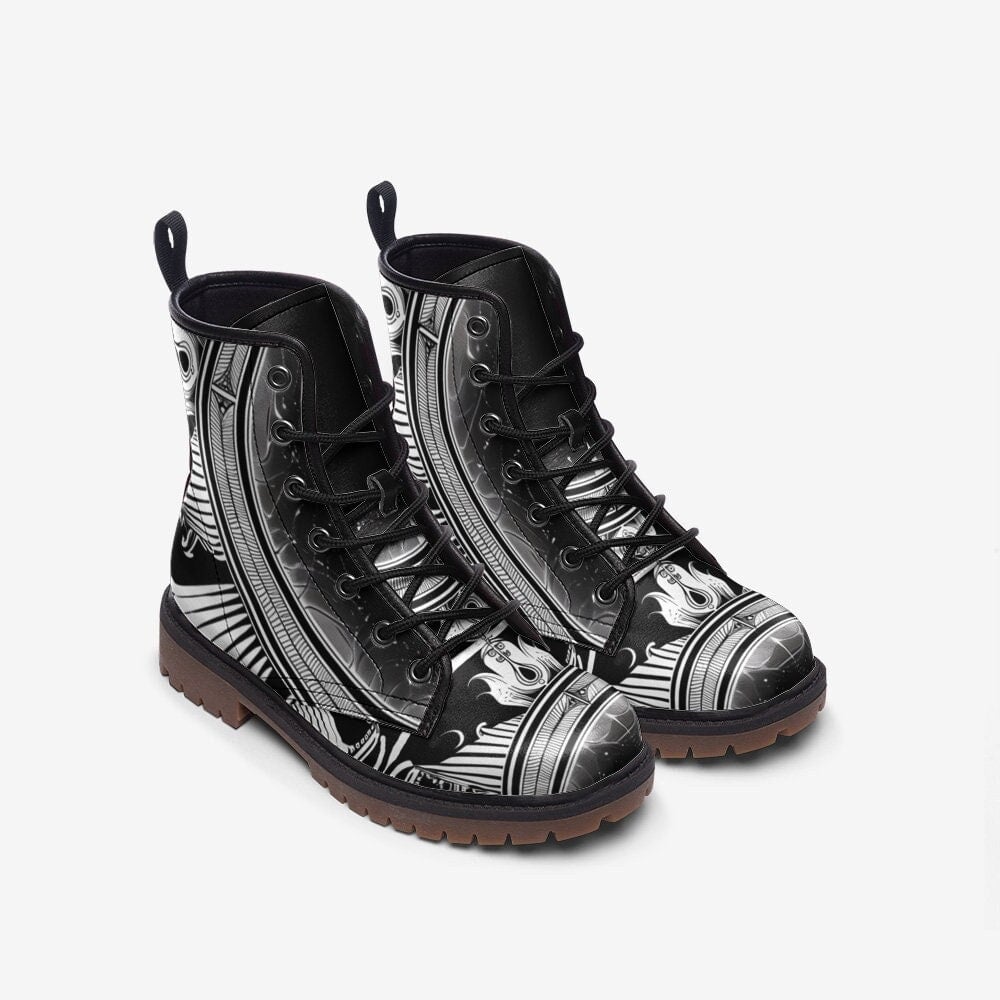 Hippie Art Zone - Black And White Art Nouveau Vegan Leather Boots