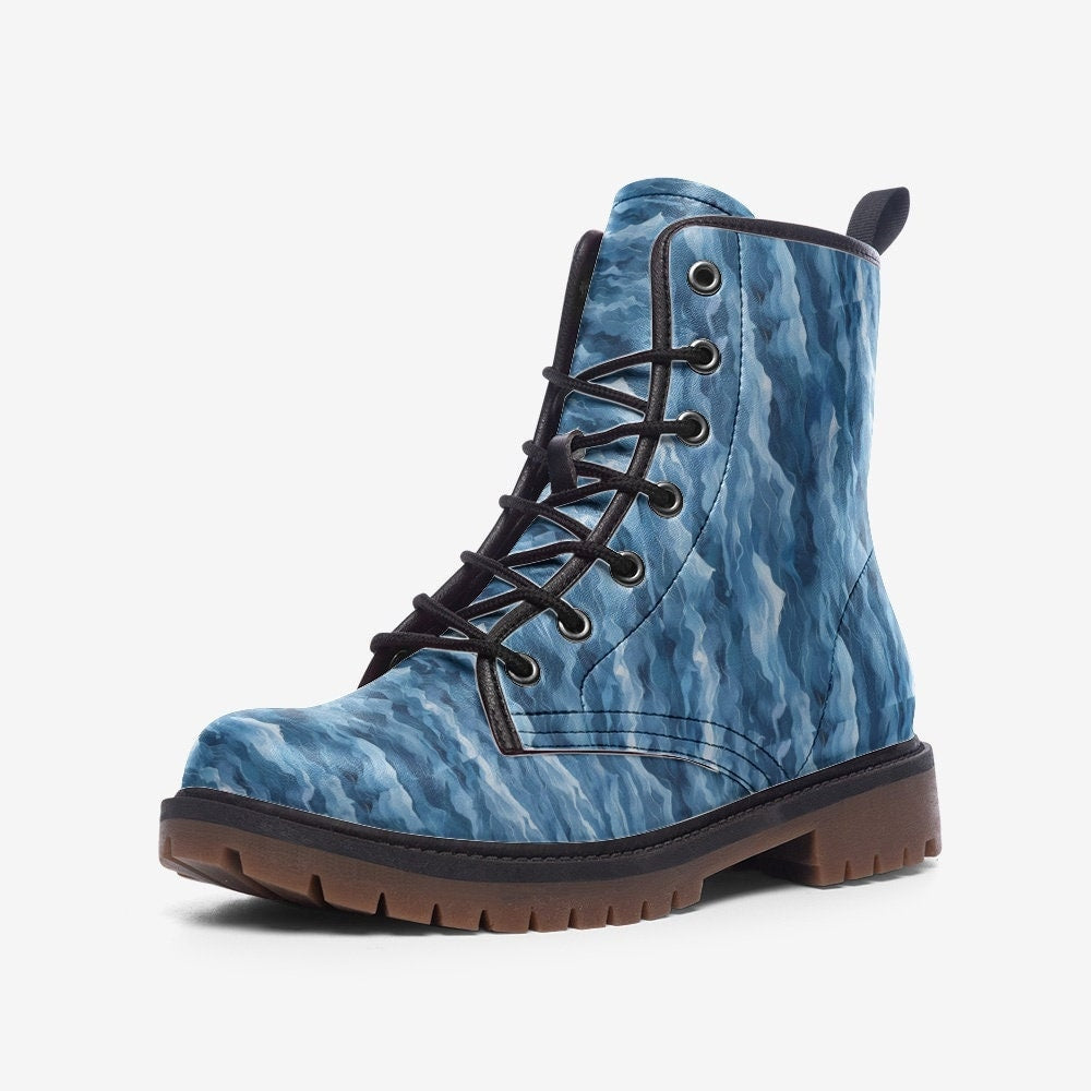 Hippie Art Zone - Blue Waves Vegan Leather Boots