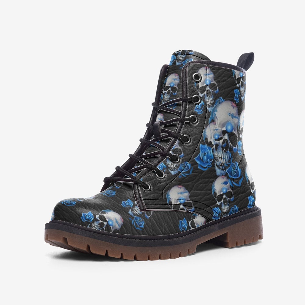 Hippie Art Zone - Combat Boots Made From Vegan Leather, Trendy And Eco-friendly Mt Leather.