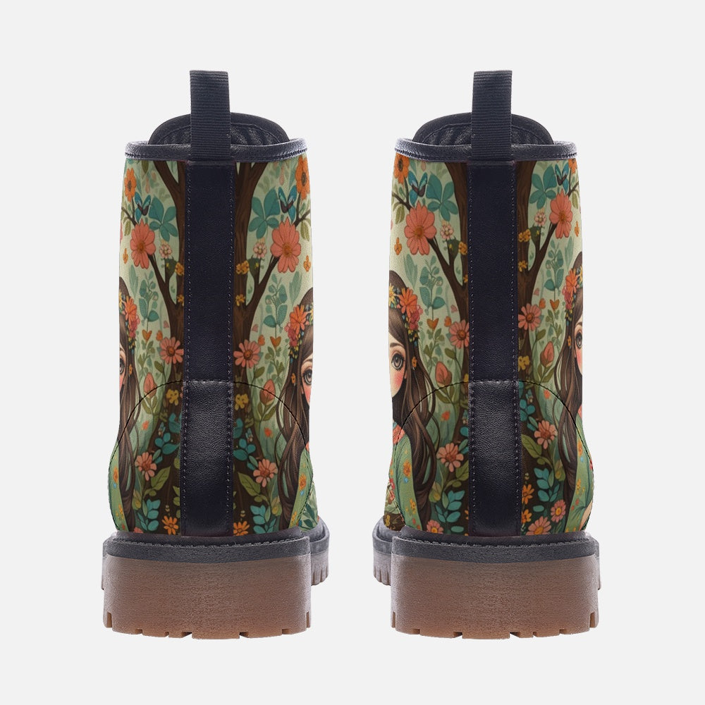 Hippie Art Zone - Boho Girl Art on Leather Lightweight Boots for Hippies