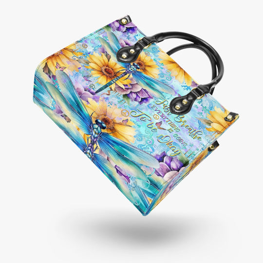 hippieartzone Bag - JUST BREATHE DRAGONFLY LEATHER HANDBAG