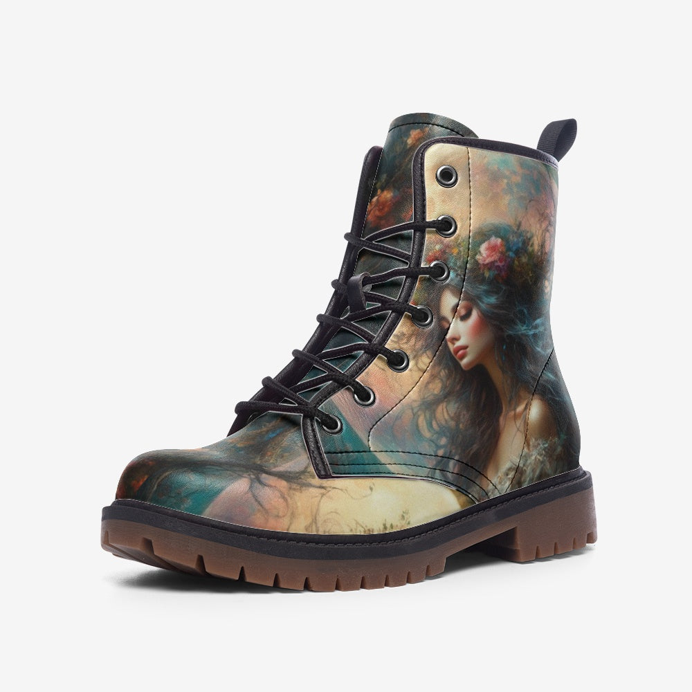 Hippie Art Zone - Moonlit Maiden Vegan Leather Boots, Hippie Witchy Style