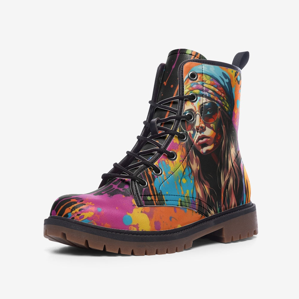 Hippie Art Zone - Colorful Art-Inspired Leather Boots For Hippie