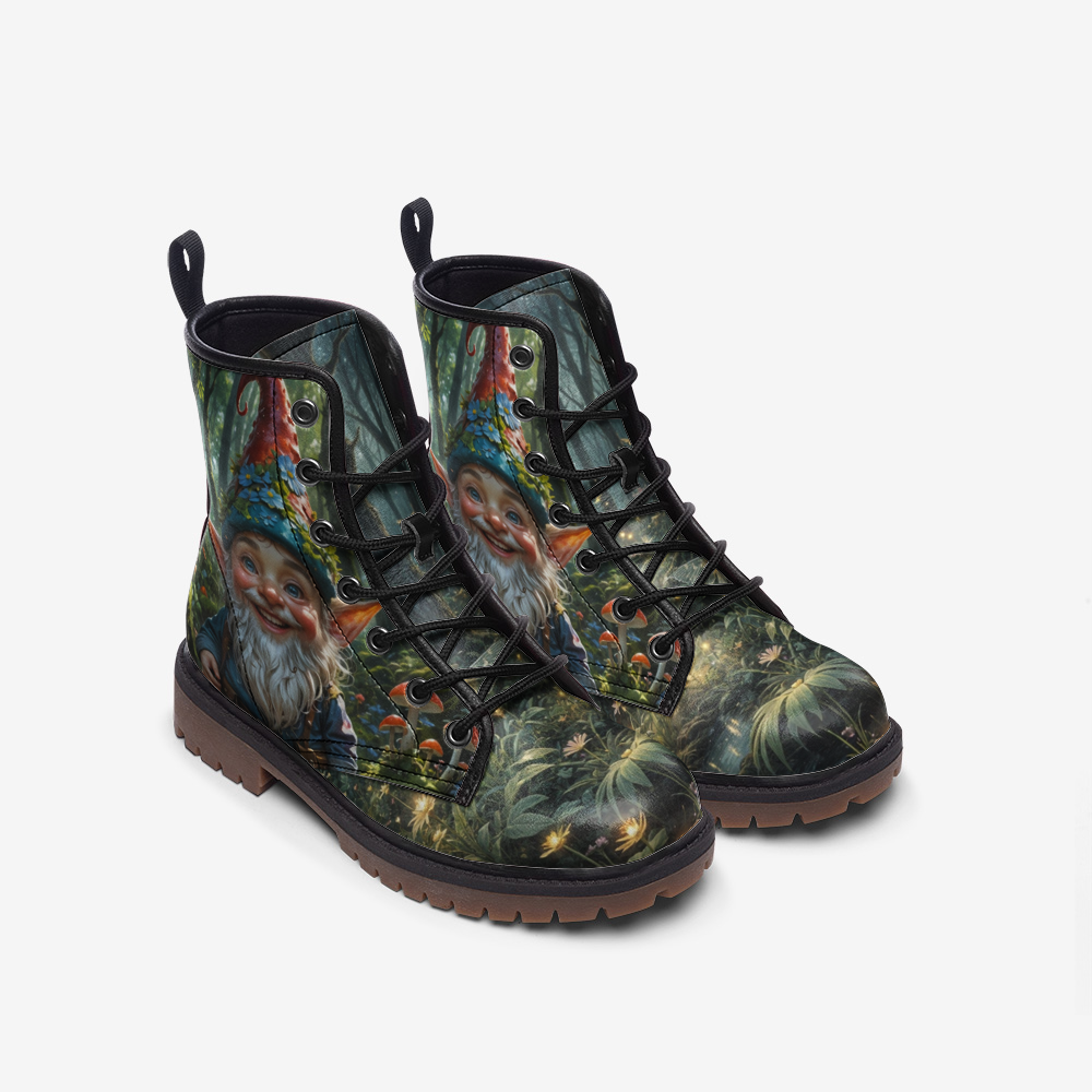 Hippie Art Zone - Forest Gnome Vegan Leather Boots, Whimsical Hippie Style