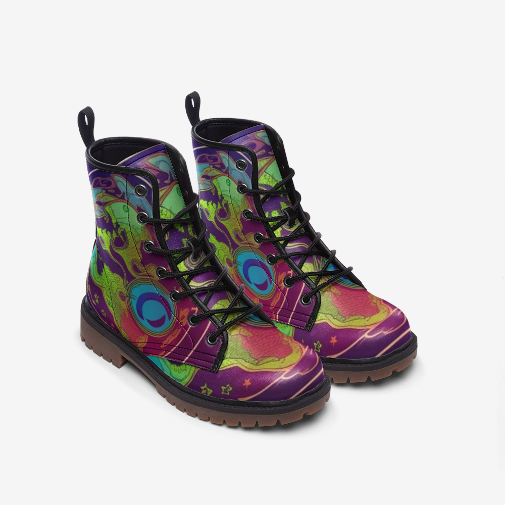 Hippie Art Zone - Psychedelic, Trippy Milky Way Casual Leather Lightweight Boots