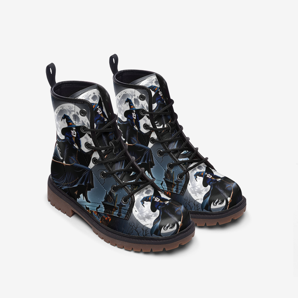 Hippie Art Zone - Dark Witch Leather Boots For Halloween