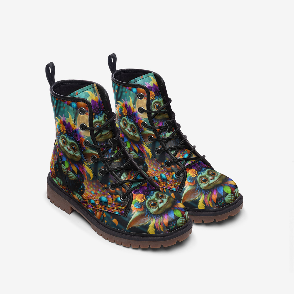 Hippie Art Zone - Colorful Forest Dwarf Leather Boots For Hippie Halloween