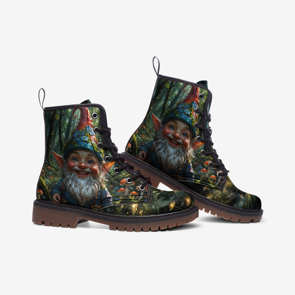 Hippie Art Zone - Forest Gnome Vegan Leather Boots, Whimsical Hippie Style